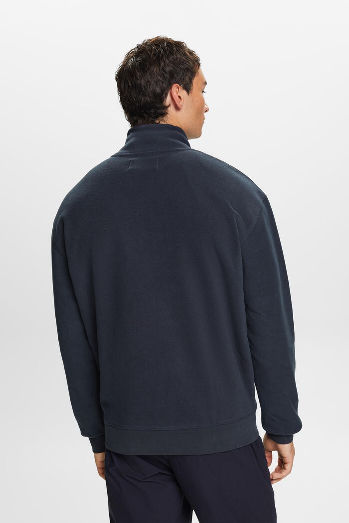 Sweatshirt i fleece med halv lynlås, PETROL BLUE, detail image number 3