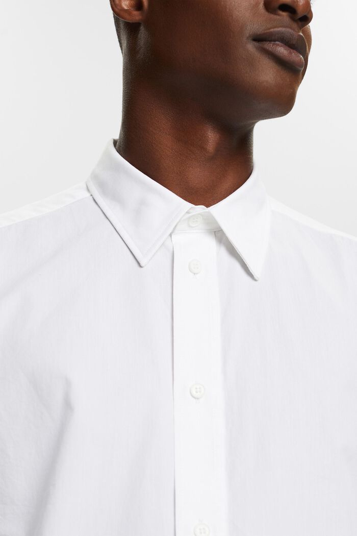 Kortærmet shirt i bomuldspoplin, WHITE, detail image number 3