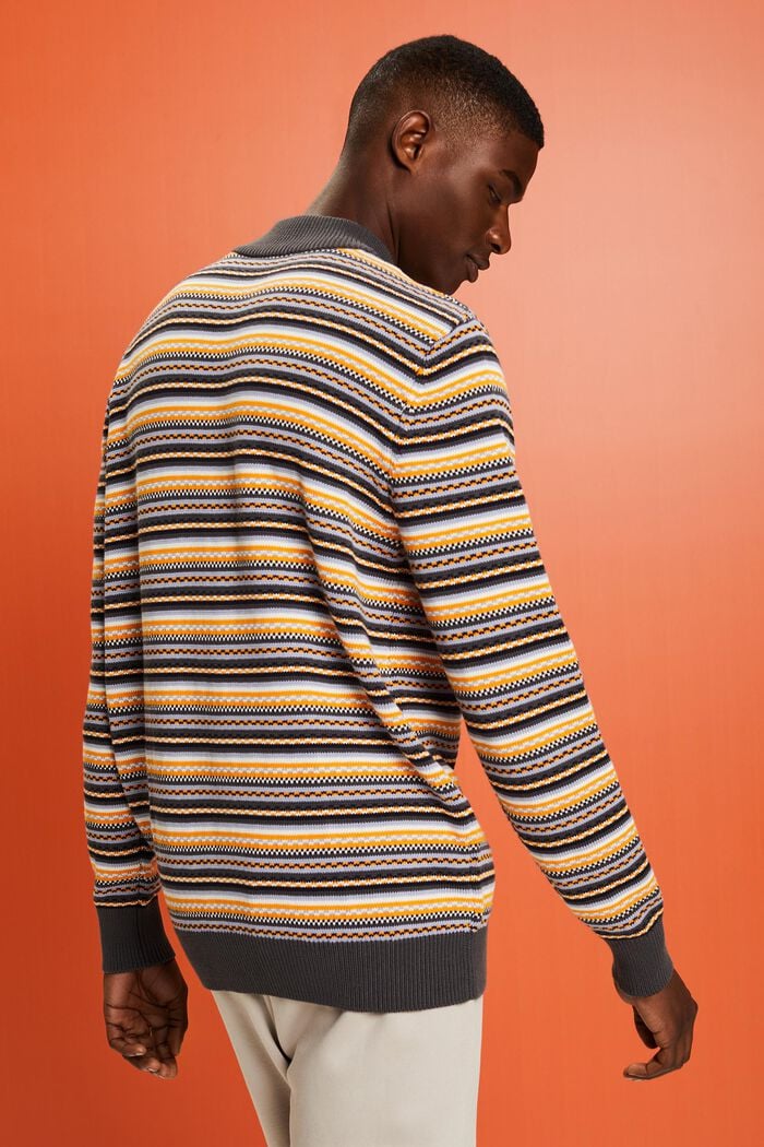 Jacquard-sweater i bomuld med høj hals, DARK GREY, detail image number 2