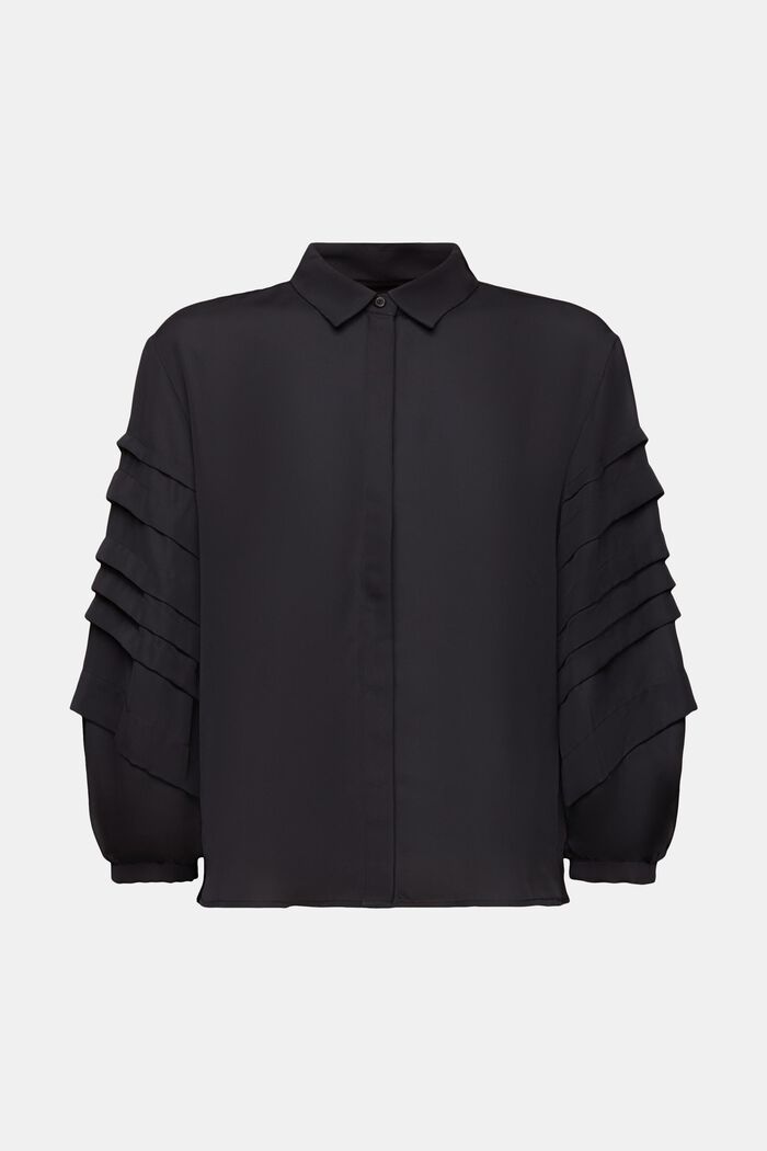 Plisseret skjortebluse, BLACK, detail image number 6