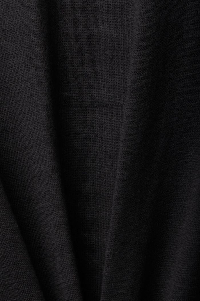 Strikcardigan i ren bomuld med hætte, BLACK, detail image number 4