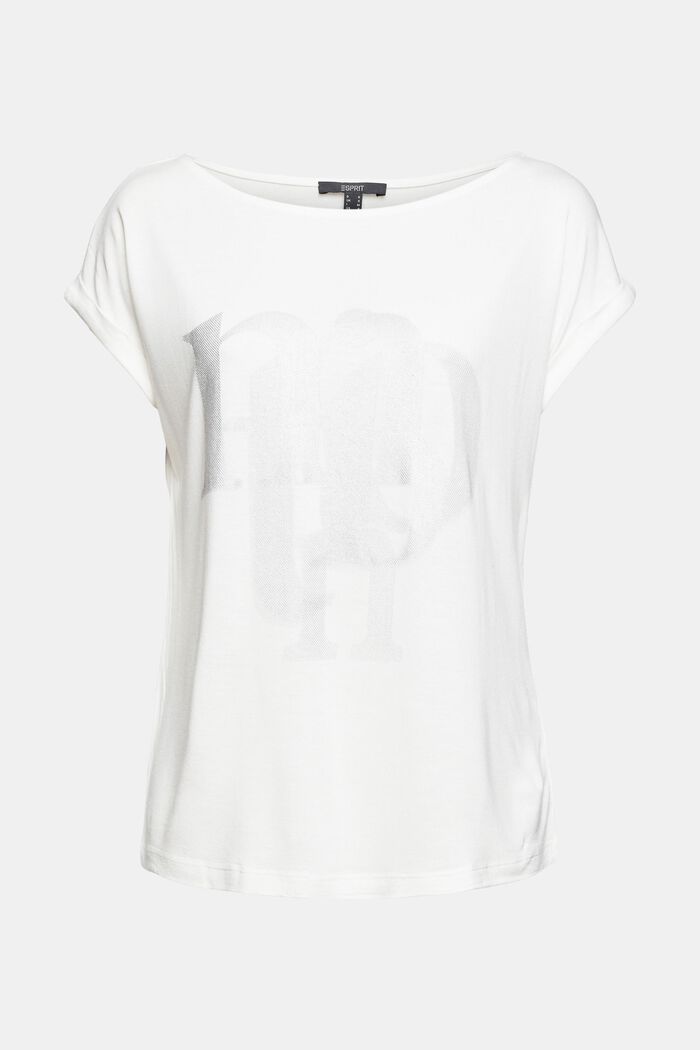 Shirt med metallisk print, LENZING™ ECOVERO™, OFF WHITE, detail image number 2