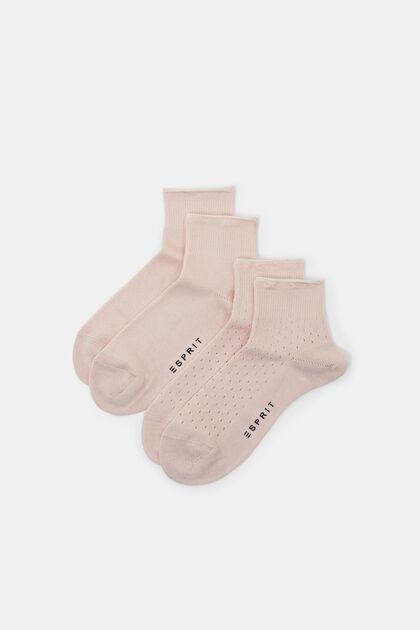 Pakke med 2 par sokker med blondemønster, uldmiks
