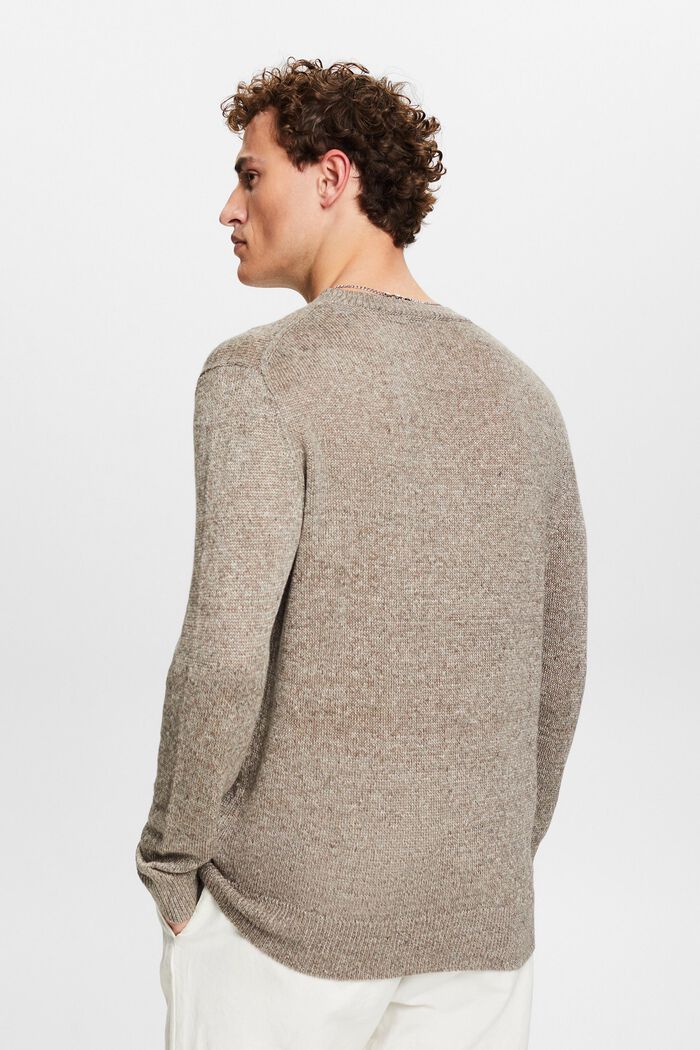Sweater i hør med rund hals, LIGHT BROWN, detail image number 2