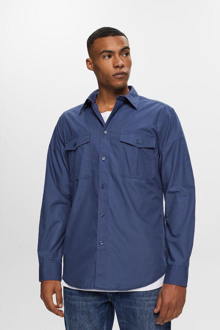 Utility-skjorte i bomuld, GREY BLUE, detail image number 3