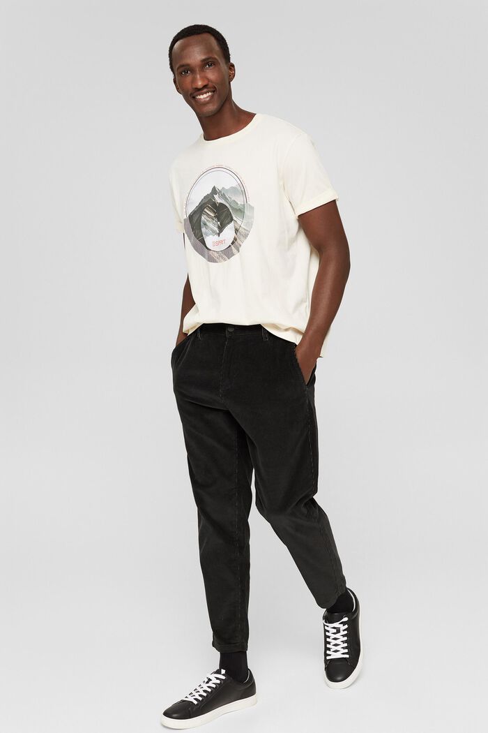 Jersey-T-shirt med print, økologisk bomuld, OFF WHITE, detail image number 5