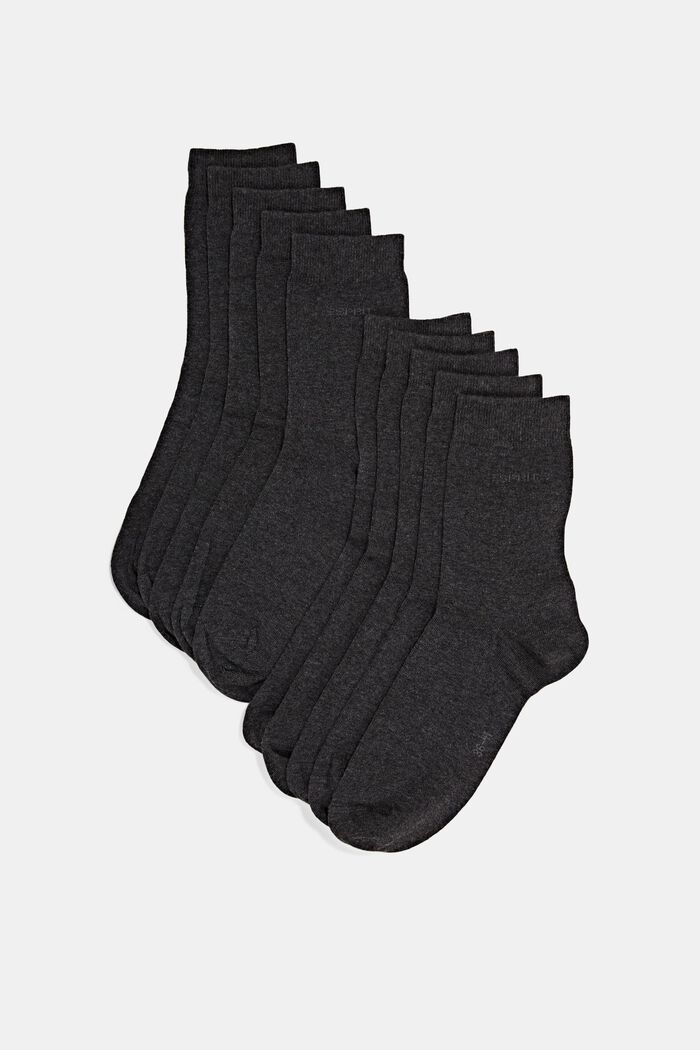 Pakke med 10 par ensfarvede sokker, økologisk bomuld