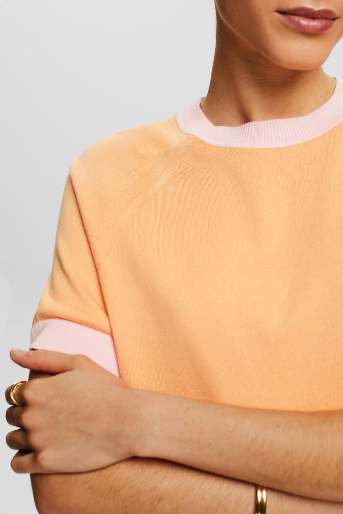 Tofarvet kortærmet sweater, PASTEL ORANGE, detail image number 3