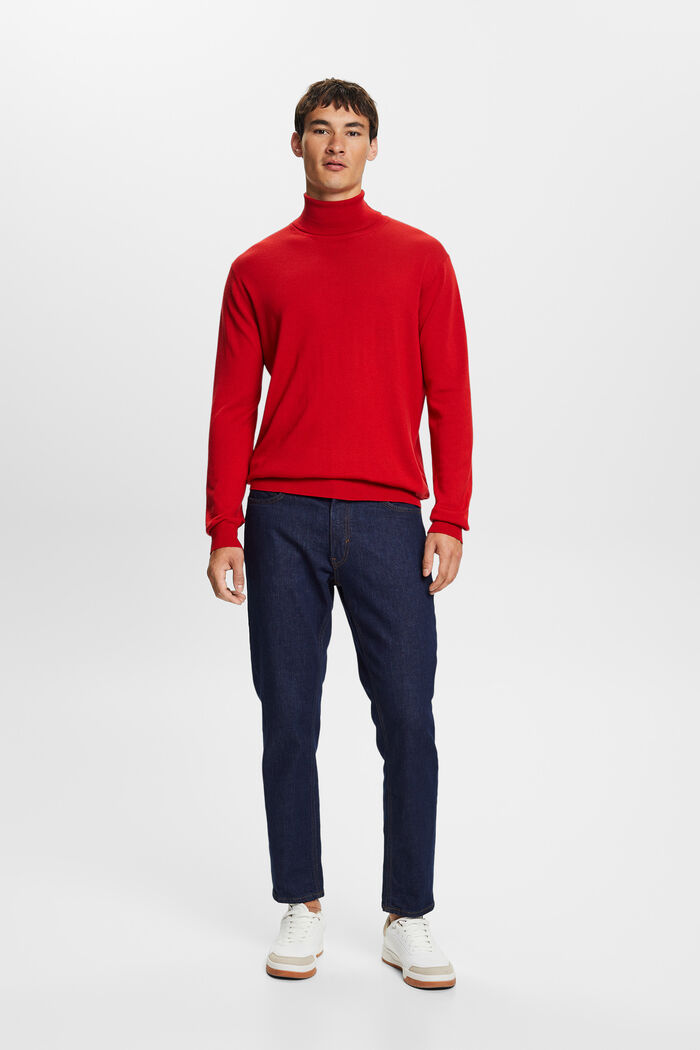 Rullekravesweater i merinould, DARK RED, detail image number 0