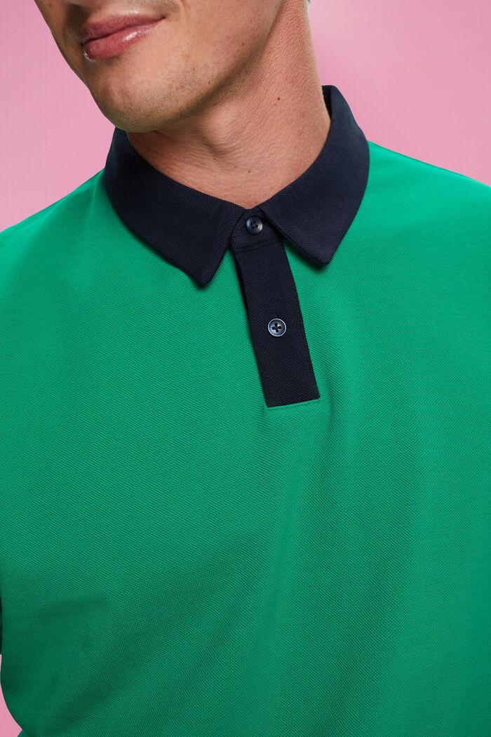 Poloshirt i bomuldspique, GREEN, detail image number 2