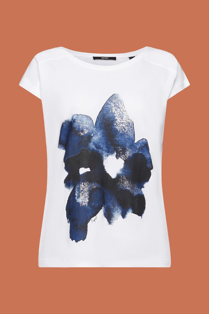 T-shirt med print, LENZING™ ECOVERO™, WHITE, detail image number 6