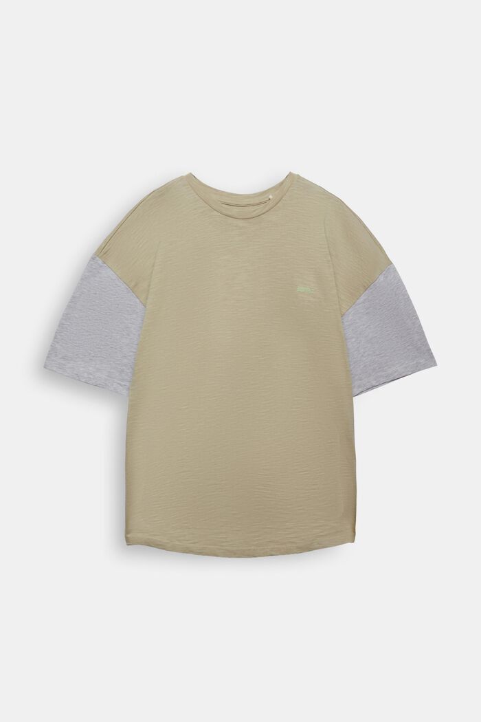 Tofarvet slub-T-shirt, DUSTY GREEN, detail image number 0