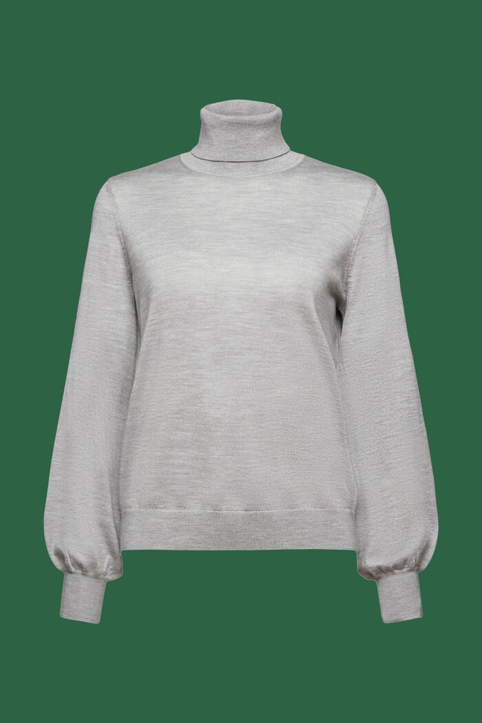 Rullekravesweater i uld, MEDIUM GREY, detail image number 6