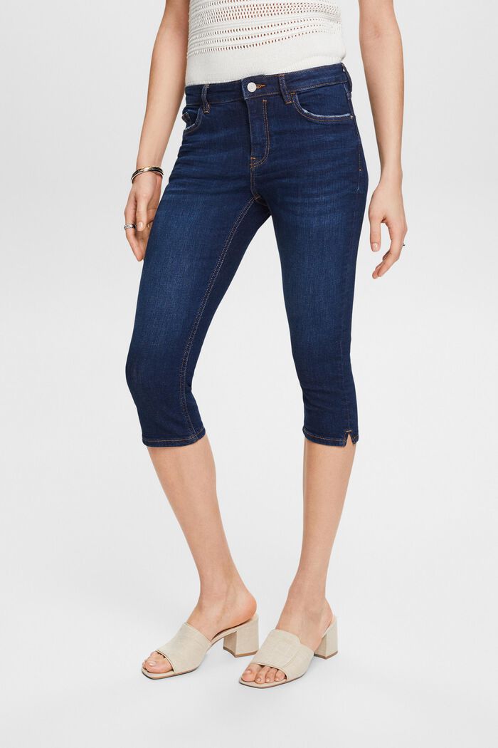 Capri-jeans af økologisk bomuld, BLUE DARK WASHED, detail image number 0