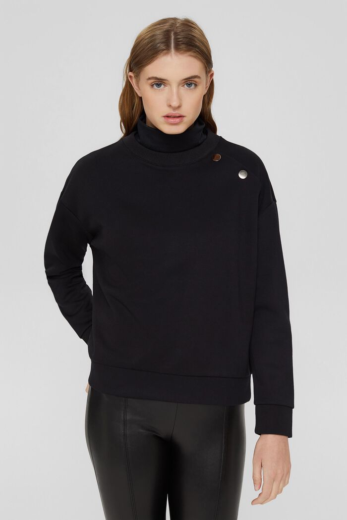 Sweatshirt med knapdetalje, BLACK, detail image number 0