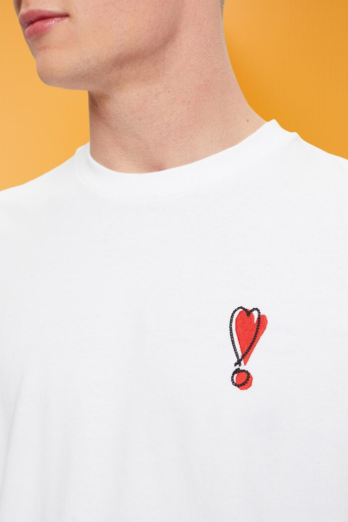 T-shirt i bæredygtig bomuld med hjertemotiv, WHITE, detail image number 2