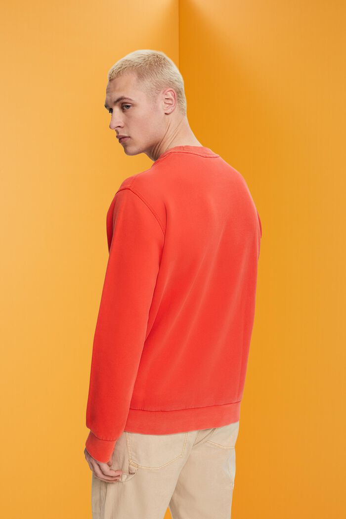 Ensfarvet sweatshirt i regular fit, RED, detail image number 3