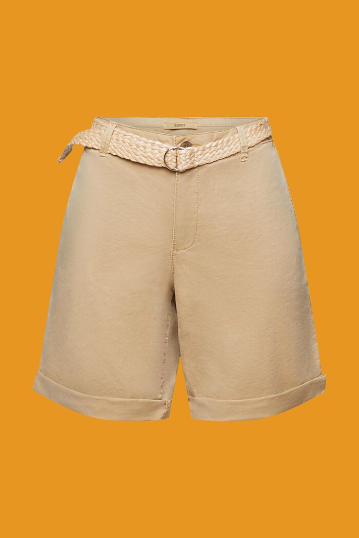 Shorts med fletbælte i raffiabast, SAND, detail image number 6