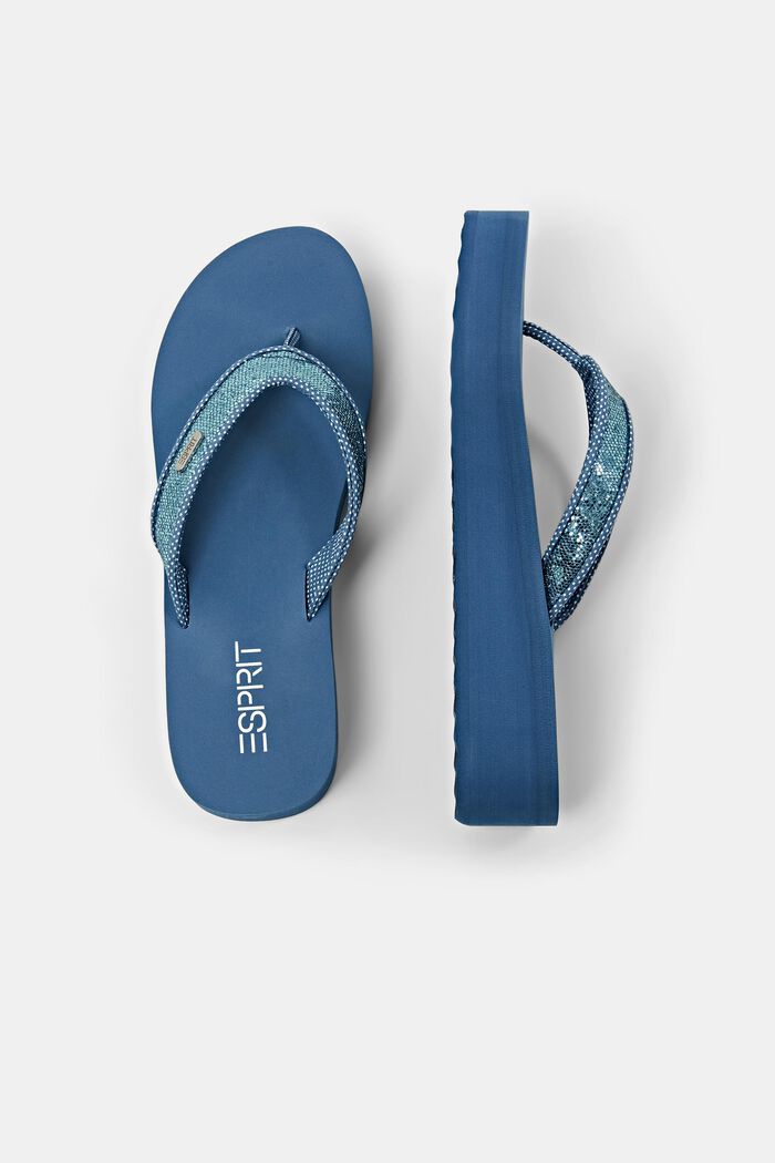 Slippers med platformsål og tårem, BLUE, detail image number 5