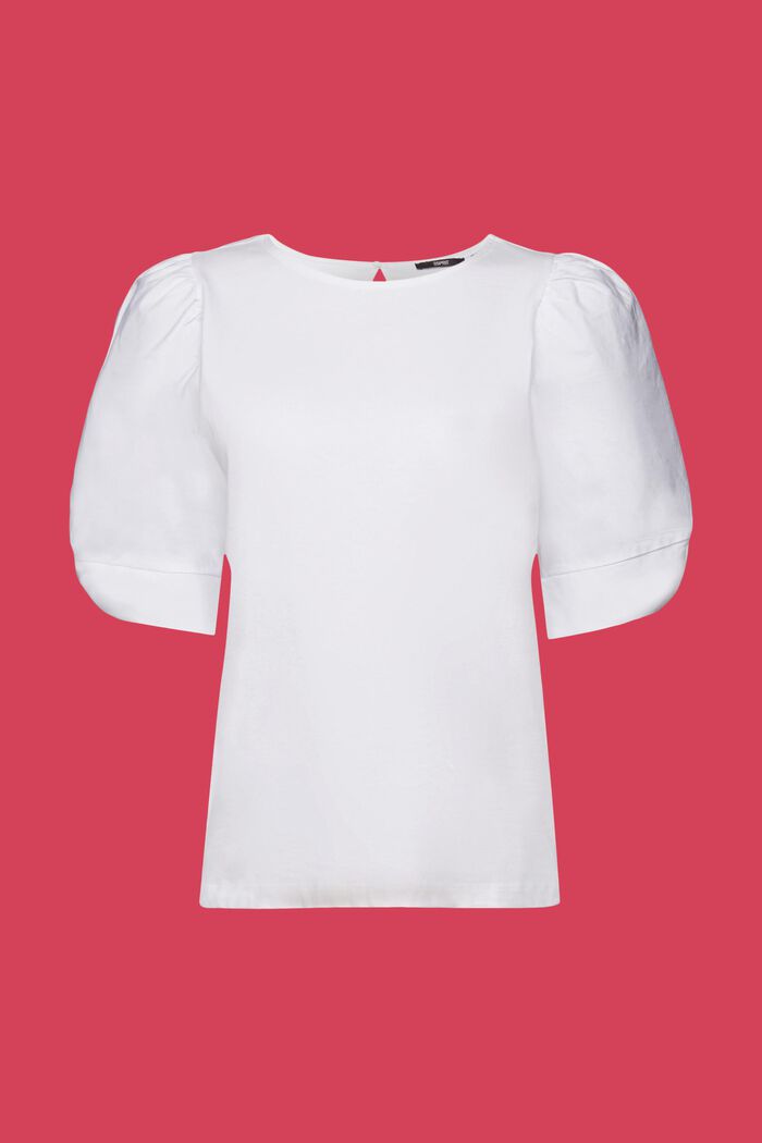 T-shirt i stofmiks, 100 % bomuld, WHITE, detail image number 6