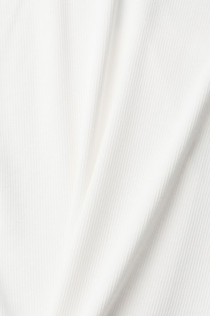 Top med lange ærmer og rullekrave i ribstrik, OFF WHITE, detail image number 4