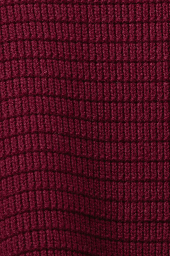Tekstureret, strikket troyer-pullover i bomuld, GARNET RED, detail image number 6