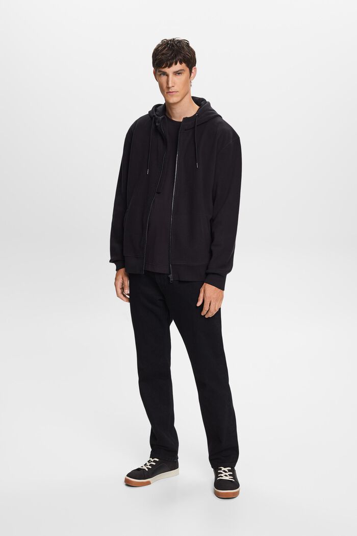 Fleece-sweatshirt med hætte, BLACK, detail image number 4