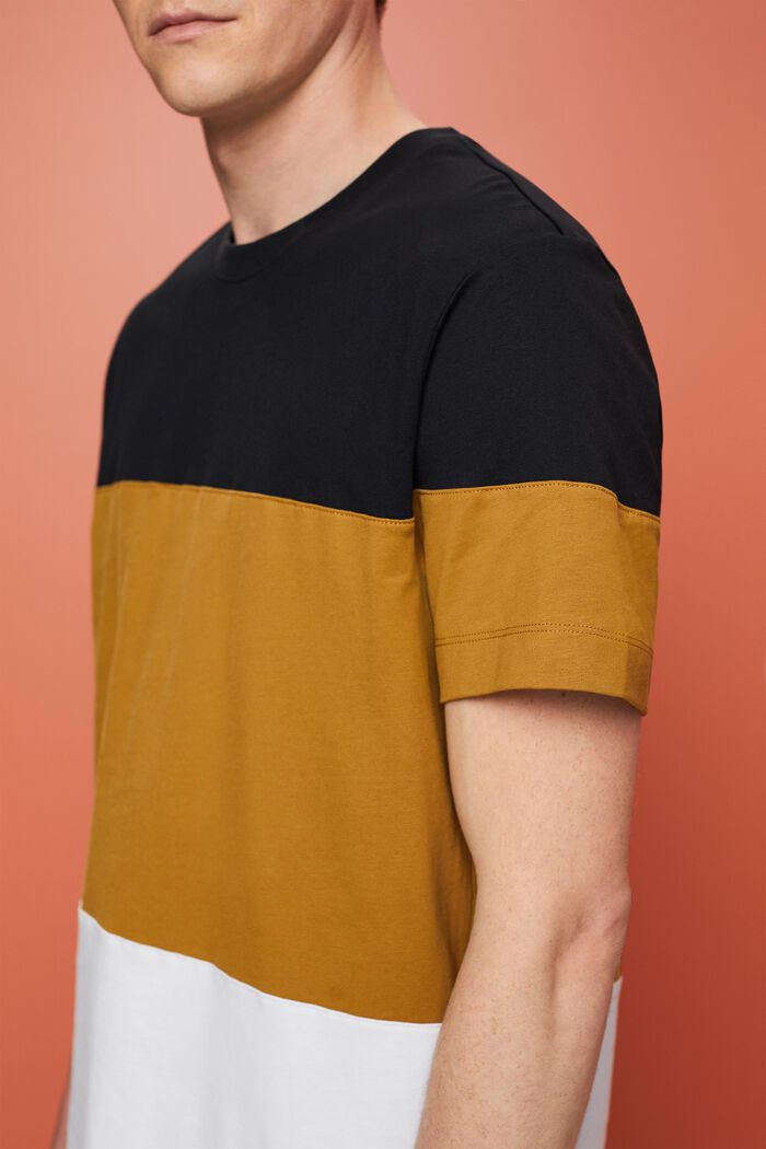T-shirt med farveblok, 100 % bomuld, BLACK, detail image number 2