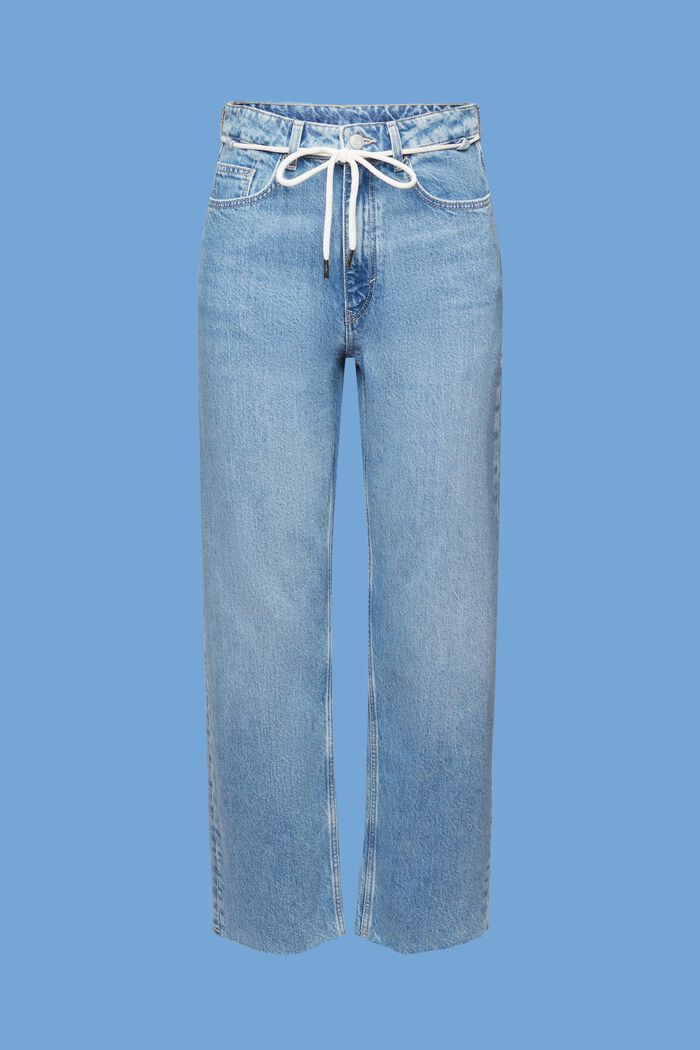 Cropped jeans med dad fit, BLUE LIGHT WASHED, detail image number 7