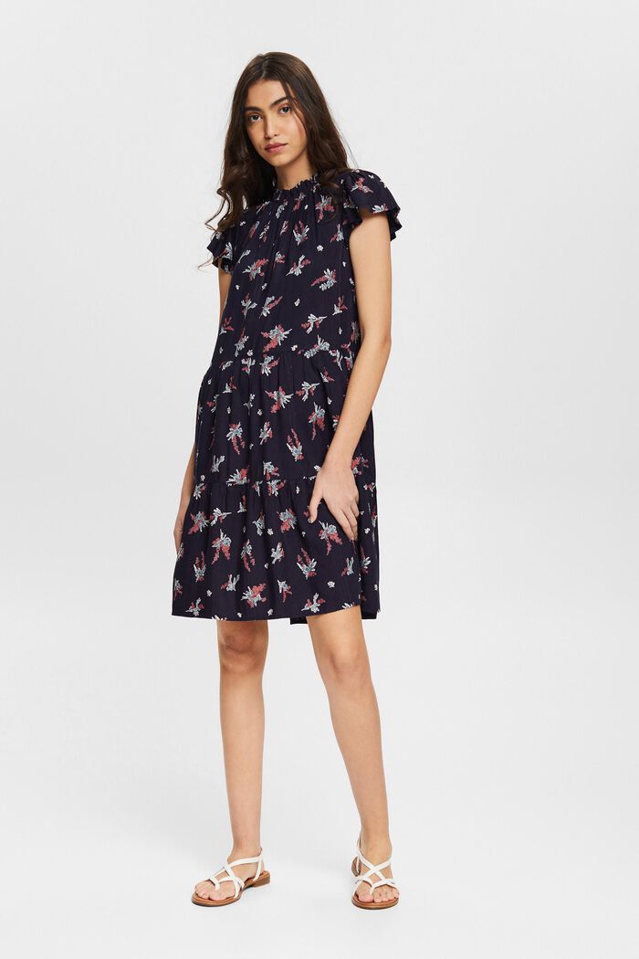 Blomstret kjole, LENZING™ ECOVERO™, NAVY, detail image number 5