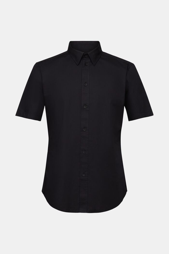 Kortærmet shirt i bomuldspoplin, BLACK, detail image number 6