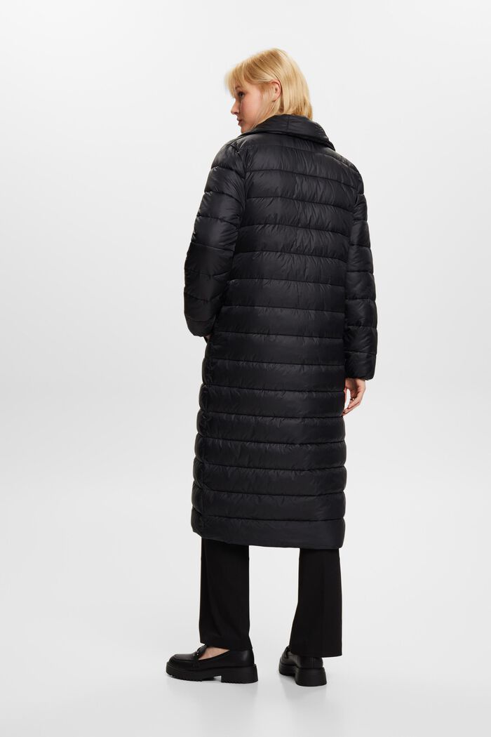 Genanvendt: Quiltet frakke med revers, BLACK, detail image number 4