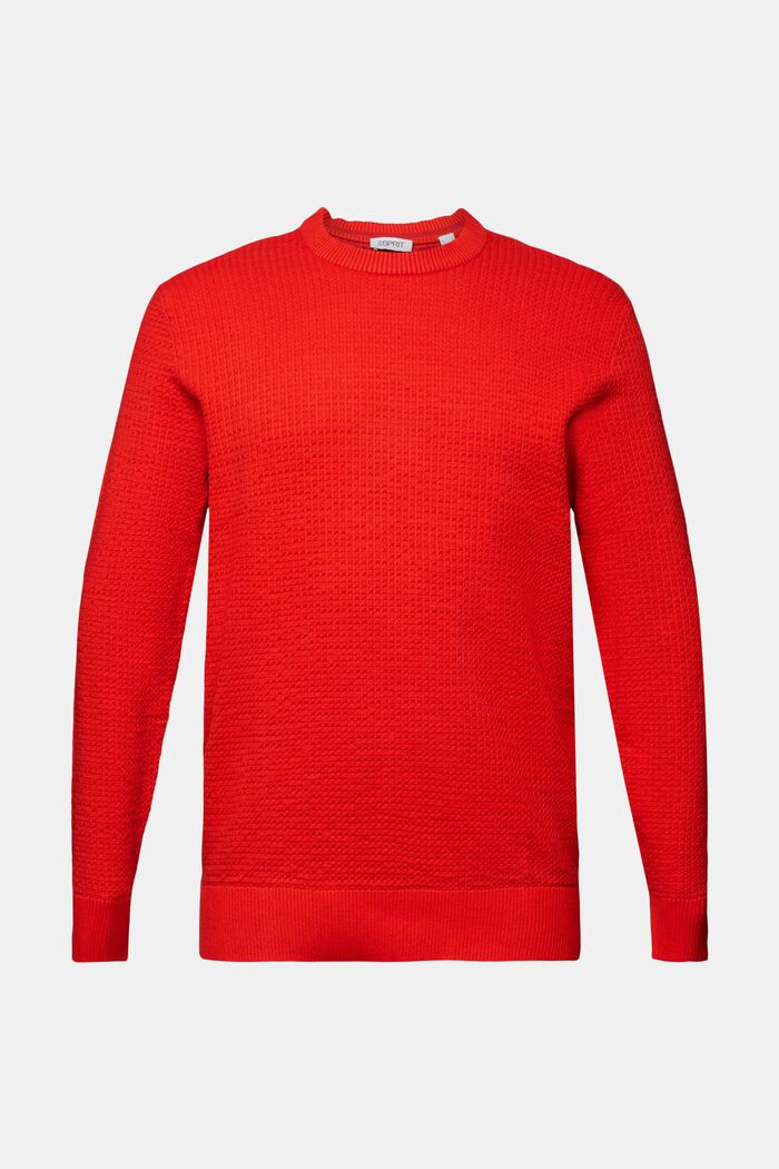 Sweater med struktur og rund hals, RED, detail image number 6
