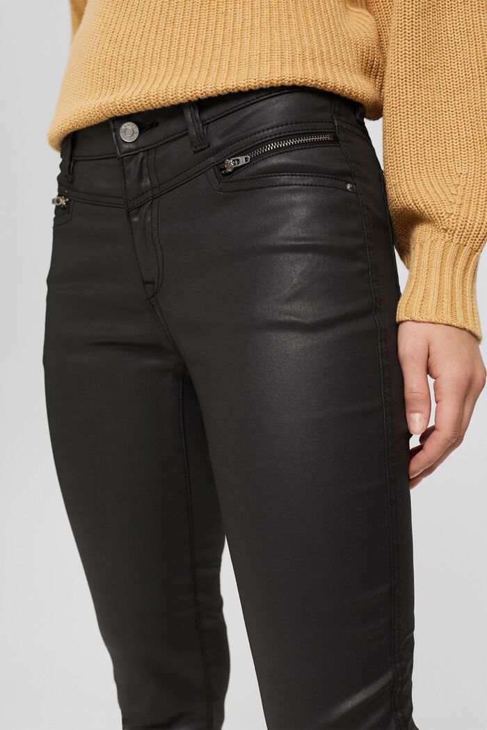 Coatede bukser med lynlåse, BLACK, detail image number 2