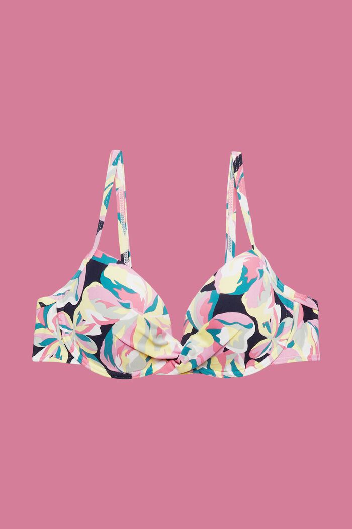 Polstret bikinitop med bøjle og blomsterprint, NAVY, detail image number 4