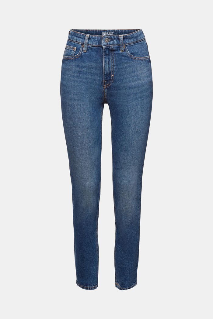 Slim-jeans med høj talje, BLUE MEDIUM WASHED, detail image number 7
