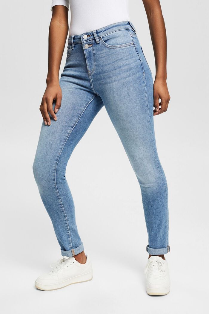 Jeans med højt indhold af stretch, BLUE LIGHT WASHED, detail image number 0
