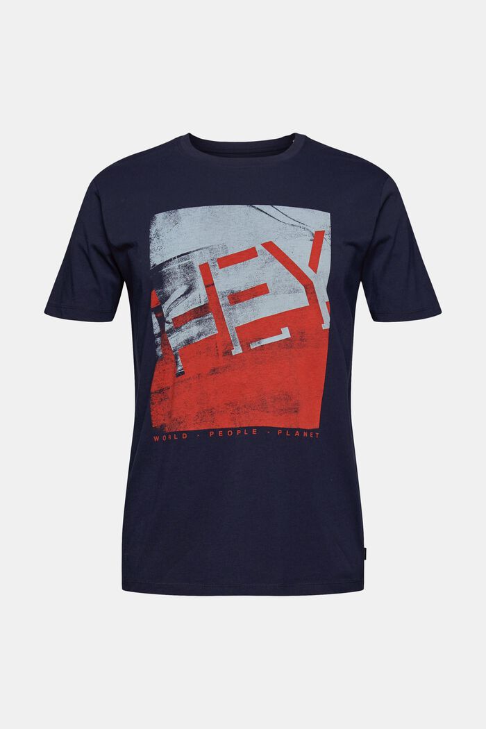Jersey-T-shirt med store frontprint, NAVY, overview