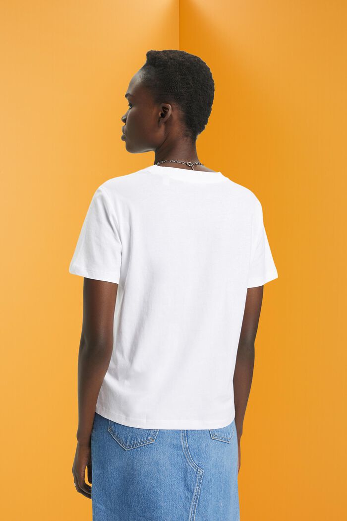 Bomulds-T-shirt med blomsterprint, WHITE, detail image number 3