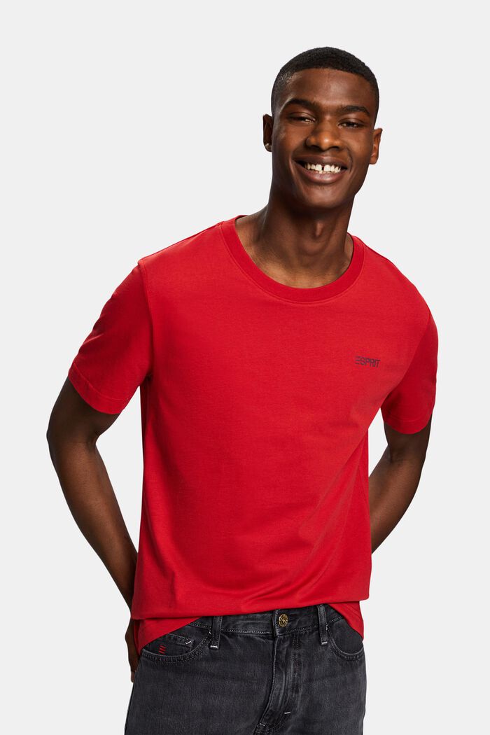 T-shirt i bomuldsjersey med logo, DARK RED, detail image number 0