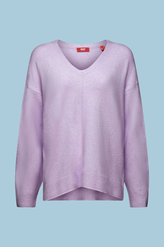 Sweater i uldmiks med V-hals, LAVENDER, detail image number 6