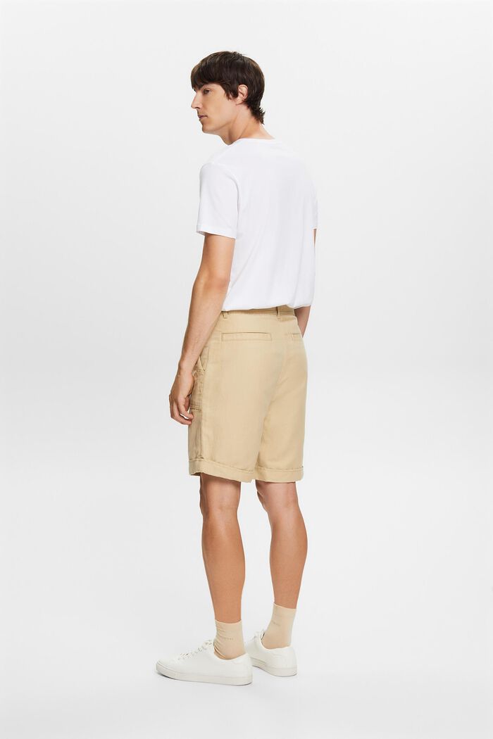 Bermuda-shorts, bomuld/hør-blanding, SAND, detail image number 3