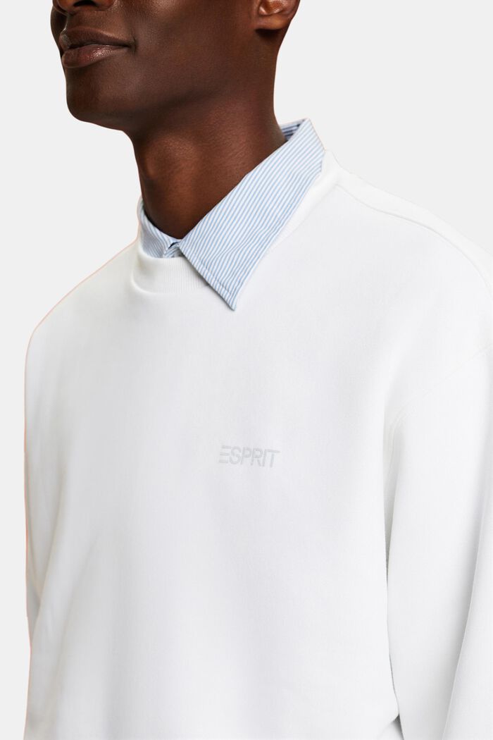 Unisex sweatshirt i fleece med logo, WHITE, detail image number 3