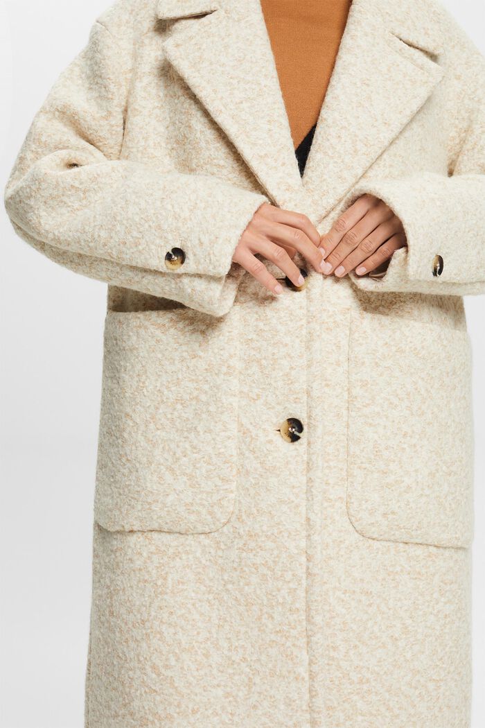 Frakke i krøllet uldmiks, SAND, detail image number 1