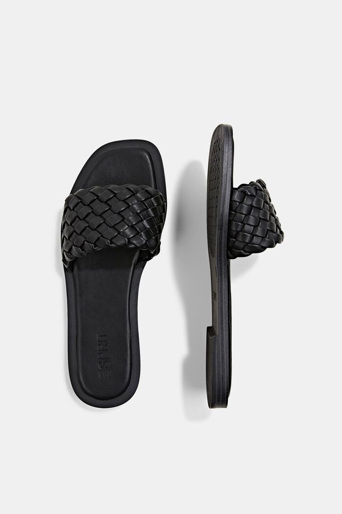 Slippers med flettede remme, BLACK, detail image number 1