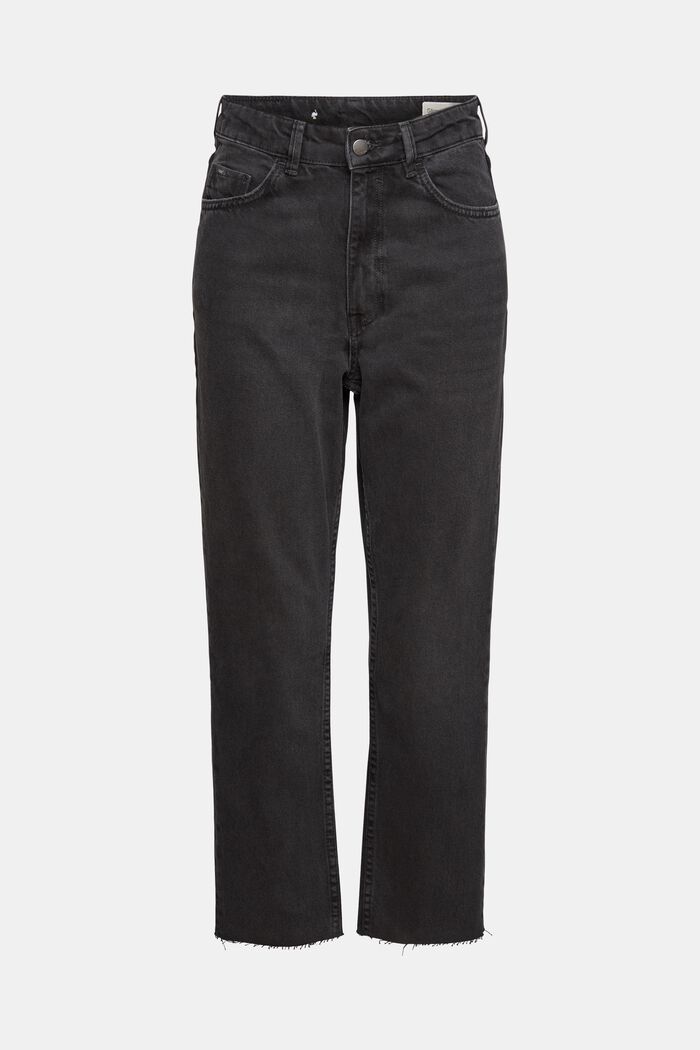 Højtaljede jeans med stumpede ben, BLACK DARK WASHED, detail image number 7
