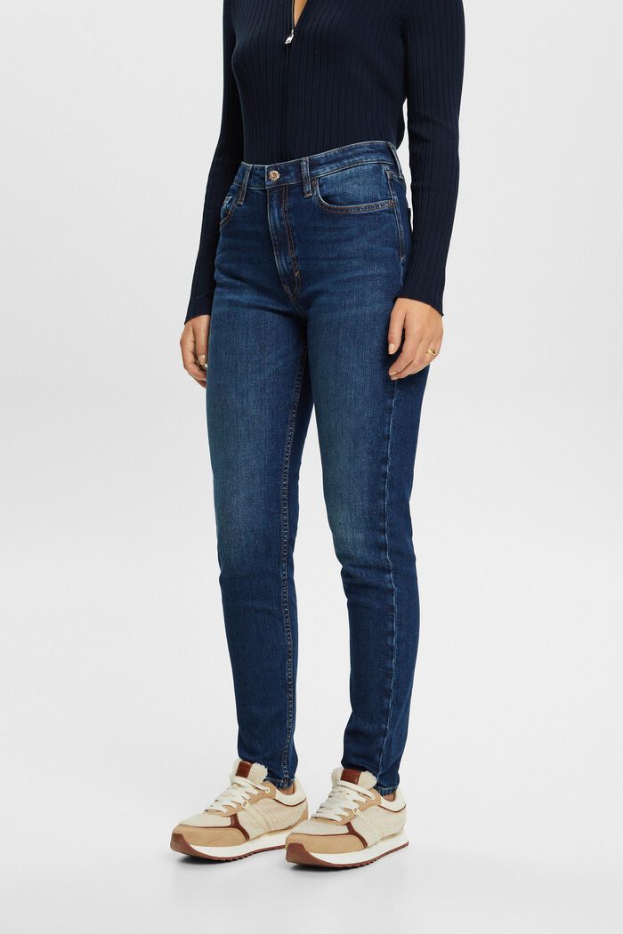 Klassiske retro-jeans med høj talje, BLUE DARK WASHED, detail image number 0