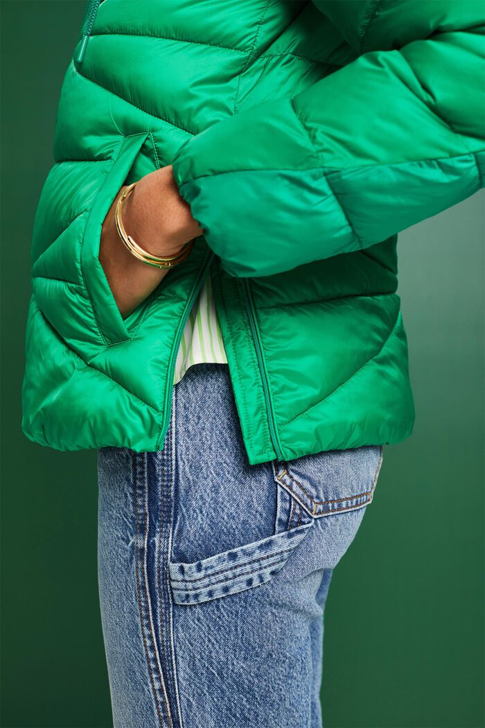 Polstret jakke med hætte, GREEN, detail image number 3