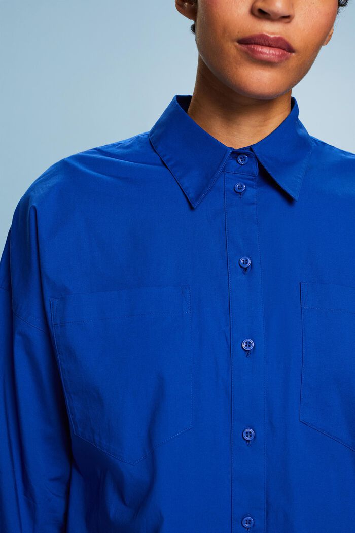 Button up-skjorte i bomuldspoplin, BRIGHT BLUE, detail image number 3