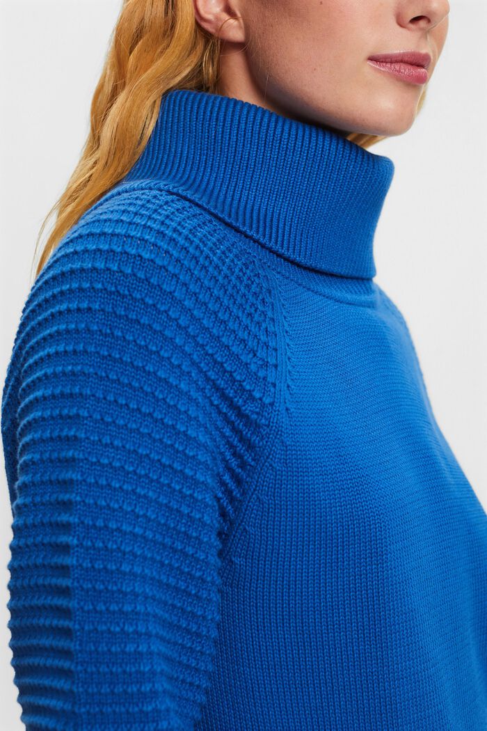 Rullekravesweater i bomuld, BRIGHT BLUE, detail image number 2